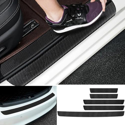 Door Sill Protector, Carbon Fiber Texture Waterproof Scratch Resistant Car Door Protector, Enhances Vehicle Aesthetics, Car Door Sills and Car Trim, Universal Fit for All Vehicle Models (10PCS)