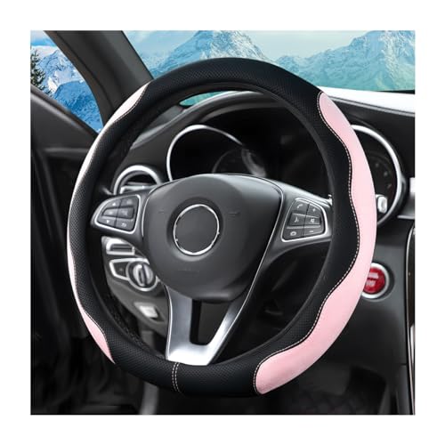 zipelo 14.5"-15" Car Steering Wheel Cover, Auto Interior Wheel Protector with Durable Soft Breathable Anti-Slip Linging Leather, Universal for Vehicles Trucks SUVs Accessories for Men Women (Pink) - color: Pink