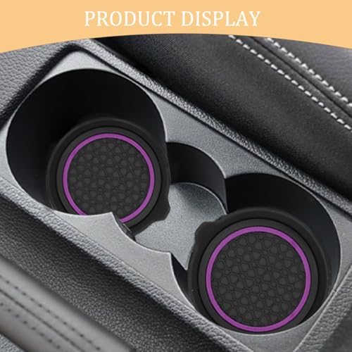 2PCS Car Cup Holder Coaster, Silicone Non-Slip Vehicle Cup Recessed Mats, Waterproof ＆ Sift-Proof Automotive Interior Insulation Drink Insert Pads, Universal Fit (Purple/Black) - color: Purple/Black