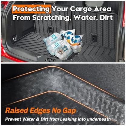 KUST Trunk Cargo Mat for Ford Explorer 2020-2025 2026 (6 Seats), TPE Rubber Rear Cargo Liner with 2nd/3rd Row Backrest Mat for Explorer Accessories All Weather Back Seat Protector Cover - style: Explorer 2020-2026 │ Trunk + Backrest Mat