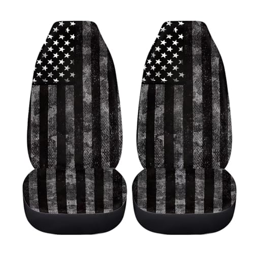 Black Grey American Flag Print 2 Piece Car Seat Covers Front Seats Only Camo Car Accessories for Women Men Interior 4th of July Patriotic Bucket Seat Protector for Cars Trucks SUV - color: Black Grey Camouflage USA Flag-Grey
