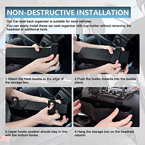 Backseat Car Organizer, Multifunctional Back Seat Car Organizer with Cup Holder and 2 Seat Back Hooks for Snacks, Canned Drinks and Cell Phones - color: #2 PU Leather