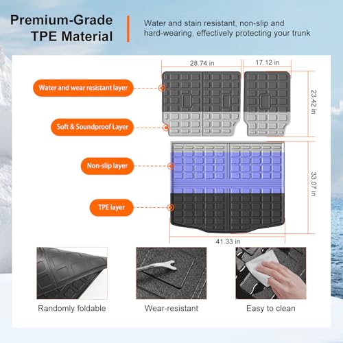 powoq Cargo Liner Compatible with 2020-2026 Ford Escape Trunk Mat All Season Protection TPE Cargo Mat Replacement for 2020 2021 2022 2023 2024 2025 2026 Ford Escape Accessories