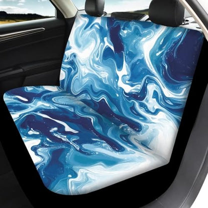Howilath Seats Cover Protector Blue Marble Stripe Print Car Front Back Seat Cushion Cover Anti-Slip Interior Accessories Easy to Install - color: Blue Marble Stripe