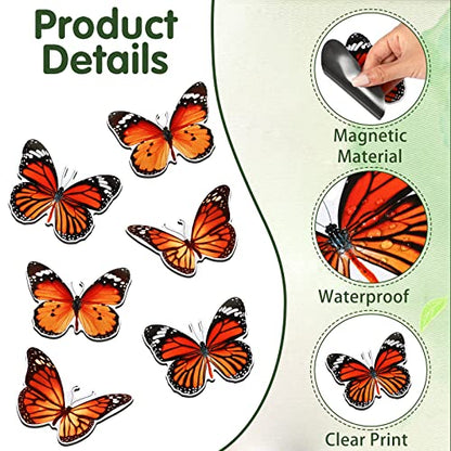 6 Pcs Butterfly Screen Door Magnets Flexible Double Sided Door Magnets Decorative Protectors for Sliding Screen Doors Prevent People & Pets from Running into Windows (Red)