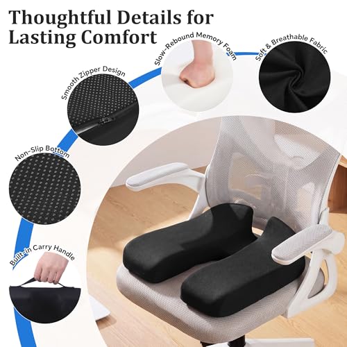 BALAPET Prostate Relief Cushion, V-Shaped Memory Foam Seat Cushion for Tailbone Pain & Coccyx Relief, Ergonomic Hemorrhoid Cushion for Office Chair, Car & Home, Donut Pillow Alternative