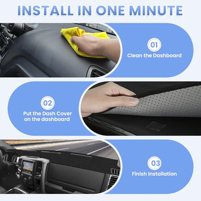 Sunsdrew Dash Cover for 2010-2018 Dodge Ram 1500 2500 3500 Dashboard Cover Mat for Ram Suede Dash Mat Accessories Sun Shade Nonslip Mesh Protector No Glare(Without Hud) - size: 10-18 Dodge Ram Dash Cover