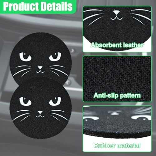 Craedli 2PCS Car Coasters for Cup Holders, 2.68 Inch Cat Cup Holder Insert Coaster Anti Slip Rubber Mat, Universal Embedded Decorative Car Cup Mat for Cars, Trucks, SUVs Interior(Eyes) - size: Eyes