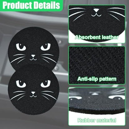 Craedli 2PCS Car Coasters for Cup Holders, 2.68 Inch Cat Cup Holder Insert Coaster Anti Slip Rubber Mat, Universal Embedded Decorative Car Cup Mat for Cars, Trucks, SUVs Interior(Eyes) - size: Eyes