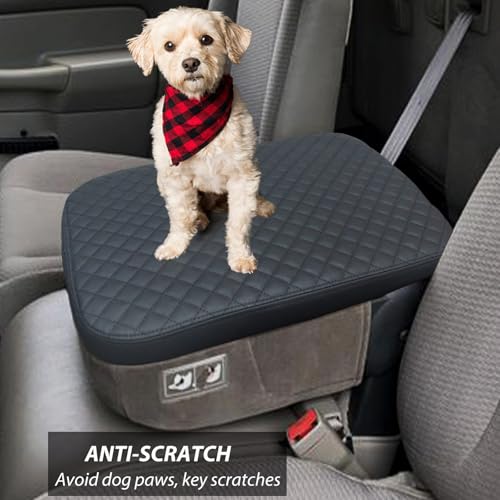 Zxiaochun Center Console Cover Compatible with 2002-2012 Dodge Ram 1500 2500 3500 Jump Seat Console, Armrest Lid Leather Protective Covering (Black) - color: Black Leather