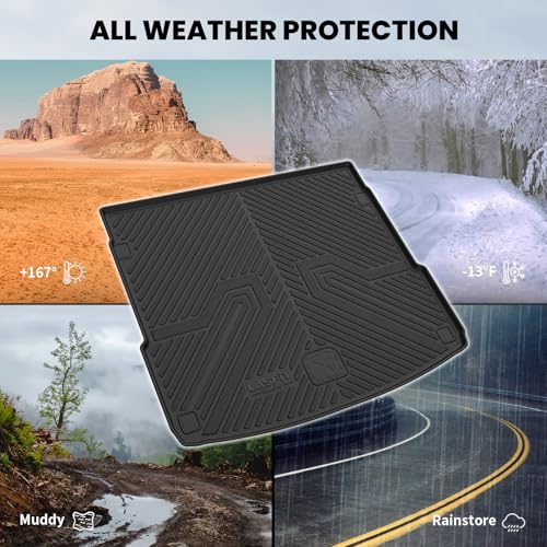 LASFIT Cargo Mat for Audi Q5/SQ5 2018-2025(Include Q5/SQ5 Sportback), Custom Fit All-Weather TPE Trunk Mat for Audi Accessories, Waterproof, Easy to Clean, Black - size: 3)2018-2025|For Audi Q5/SQ5|Cargo Mat