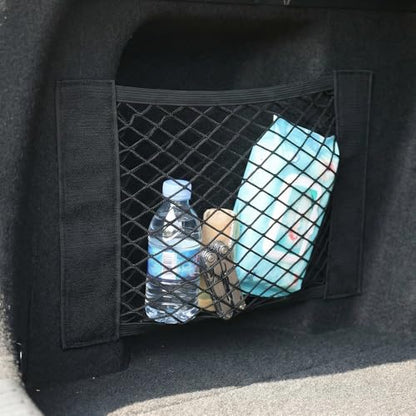 3 Pack Car Trunk Storage Net with Nylon Sticker, Mesh Cargo Net for Car Trunk Storage, Secure Cargo Holder for Auto SUV Trunk Back RV Camper, Pouch Bag Storage for Storing Bottles Tools Small Items