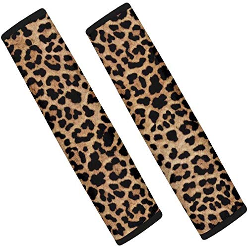Dolyues Animal Leopard Print Car Seat Belt Cover Seatbelt Pads for Women Adults, All Season Universal Funny Shoulder Strap Padding for Vehicle, SUV, Full Set of 2, Tote Bags Scratchproof - color: leopard print