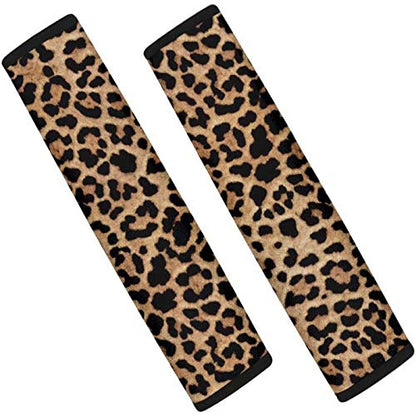 Dolyues Animal Leopard Print Car Seat Belt Cover Seatbelt Pads for Women Adults, All Season Universal Funny Shoulder Strap Padding for Vehicle, SUV, Full Set of 2, Tote Bags Scratchproof - color: leopard print