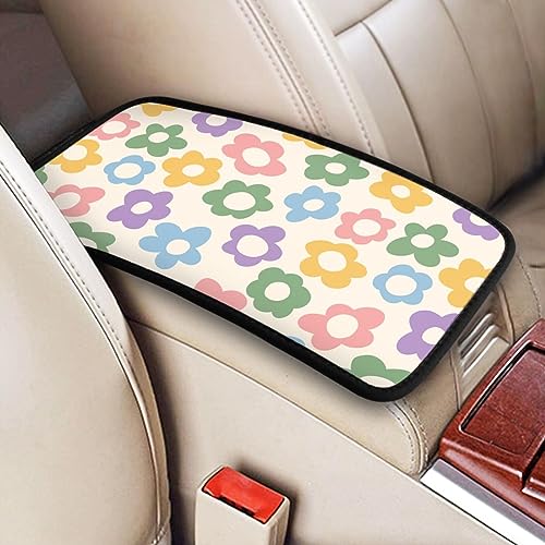 Vintage Groovy Flowers Cute Auto Center Console Cover Pad Car Armrest Seat Box Cover Cushion Universal for Most Vehicle SUV Truck Car Accessories Decor - color: Vintage Groovy Flowers 5
