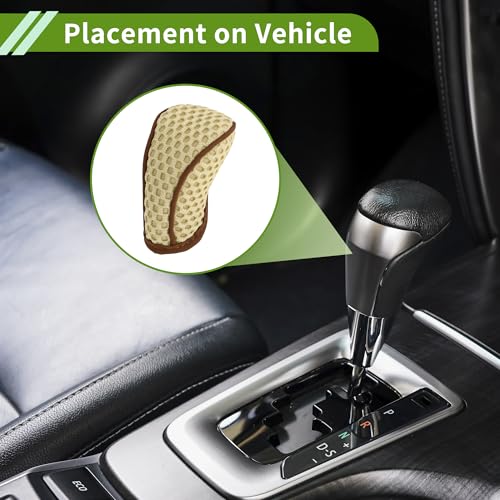 Universal Gear Shift Knob Cover Stick Shifting Handle Protector Manual Fabric 1 Pc Anti-Slip Beige - color: Beige Brown
