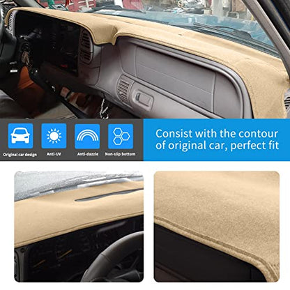 Dash Cover Custom Fit for 1997-2000 Chevy Chevrolet/GMC C1500 C2500 C3500 K1500 K2500 K3500, 1997-1999 GMC Yukon/Chevy Tahoe, 1999-2000 Cadillac Escalade,Dashboard Cover Mat Pad (Beige) - color: Beige