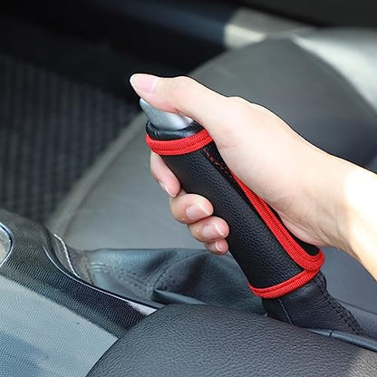 Handbrake Protective Cover Compatible with Chevy Corvette C6 2005-2013,Soft No-Slip Handbrake Cover Sleeve Leather Material Interior Accessories Protective Cover Decoration