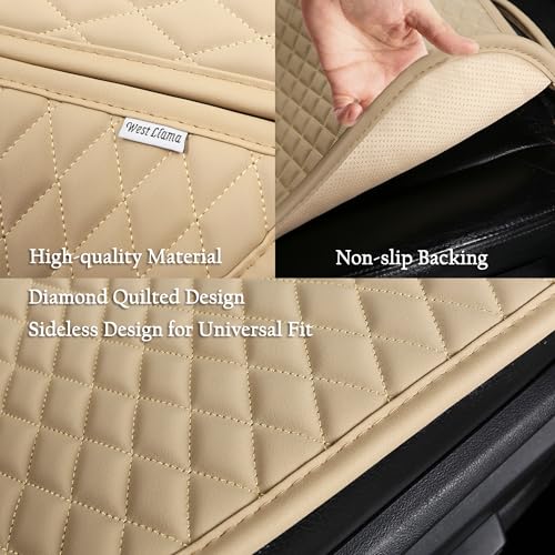 West Llama Pu Leather Car Seat Bottom Covers Protectors Include 1 Rear Bench Seat Cover Universal Fit 90% Vehicles,Beige - color: E-Beige, size: Universal Fit - Rear Only