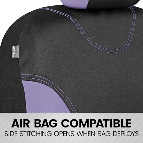 BDK UltraSleek Purple Seat Covers for Cars, Two-Tone Front Seat Covers with Matching Back Car Seat Cover, Made to Fit Most Auto Truck Van SUV, Interior Car Accessories, Full Set - color: Purple