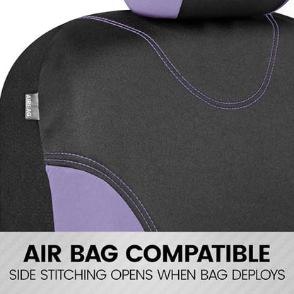 BDK UltraSleek Purple Seat Covers for Cars, Two-Tone Front Seat Covers with Matching Back Car Seat Cover, Made to Fit Most Auto Truck Van SUV, Interior Car Accessories, Full Set - color: Purple
