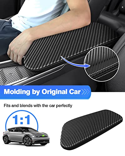 Autorder Center Console Cover for Kia EV6 2022-2026 Accessories Carbon Fiber Armrest Cover Anti-Scratch Middle Console Pad Leather Armrest Protector - size: 2022-2026 Kia EV6