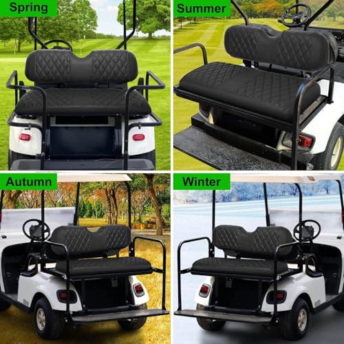 Golf Cart Rear Seat Covers for EZGO Club Car Yamaha Aftermarket Rear Seat Only-Thick Premium Marine Leather with Custom Diamond Design Comfortable/Anti-Scratch/Anti-Fading/Easy to Install - style: Fit Aftermarket Rear Seat