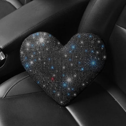 Car Headrest Neck Pillows Rhinestone Automobile Headrest Cover Car Headrest Neck Pillow for Driving with Bling Bling Crystal Car Accessories for Women, Girls and Ladies Black 2 Pieces - color: Black 2pcs