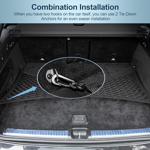 Cargo Net for SUV Trunk Net Organizer 35.4 x 11.8 inches, Elastic Heavy Duty Storage Mesh Net with Hooks Double-Layer Car Rear Cargo Net for Sedan, Vehicle