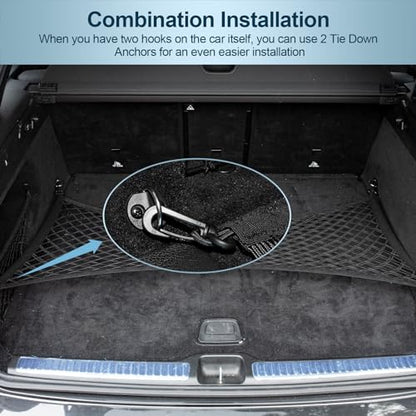 Cargo Net for SUV Trunk Net Organizer 35.4 x 11.8 inches, Elastic Heavy Duty Storage Mesh Net with Hooks Double-Layer Car Rear Cargo Net for Sedan, Vehicle