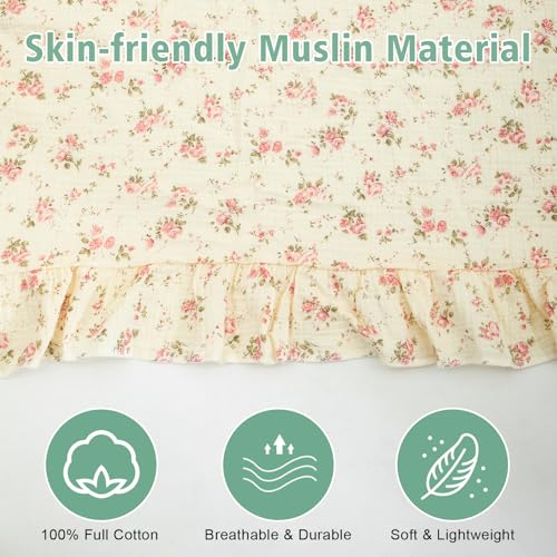 Muslin Baby Car Seat Cover, Handmade Infant Car Seat Cover with Cute Bow & Ruffle Hem Design, Multi-Use Carseat Canopy for Privacy Nursing, Summer Baby Carrier Cover Stroller Sun Protector - color: Flower