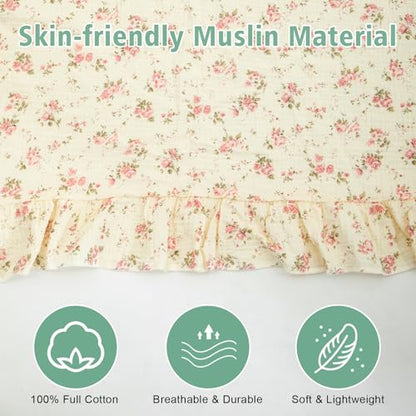 Muslin Baby Car Seat Cover, Handmade Infant Car Seat Cover with Cute Bow & Ruffle Hem Design, Multi-Use Carseat Canopy for Privacy Nursing, Summer Baby Carrier Cover Stroller Sun Protector - color: Flower