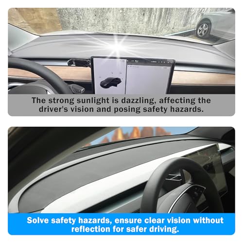 Dashboard Cover Model Y Juniper Accessories [Anti-Glare and Sun Protection] Suede Dash Mat for New Model Y Juniper 2025 2026 Dashboard Decorative Interior Auto Accessories (Black)