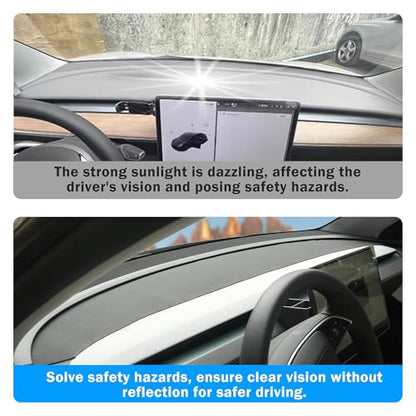 Dashboard Cover Model Y Juniper Accessories [Anti-Glare and Sun Protection] Suede Dash Mat for New Model Y Juniper 2025 2026 Dashboard Decorative Interior Auto Accessories (Black)
