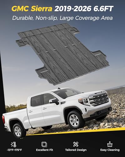 3W Truck Bed Mat Fit 2019-2024 2025 2026 Chevy Silverado 1500 & GMC Sierra 1500 6.6FT Standard Bed (Not Fit 5.5'/5.8'/6.8'/8.2' Bed) All Weather TPE Custom Fit Heavy Duty Pickup Accessories Trunk Mat - size: 3. Chevy Silverado 1500|6.6FT|Truck Bed Mat