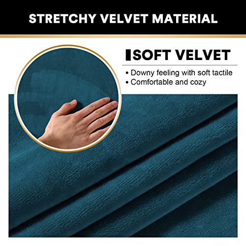 2 Pack Thick Velvet Stretch Armrest Covers for Chairs and Sofas - Non Slip, Deep Teal - color: Deep Teal