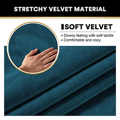 2 Pack Thick Velvet Stretch Armrest Covers for Chairs and Sofas - Non Slip, Deep Teal - color: Deep Teal