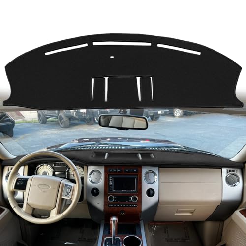 Dash Cover Mat Custom Fit for Ford Expedition with Light Sensor Dashboard Pad Cap Carpet Protector K318 (Black) - color: Black