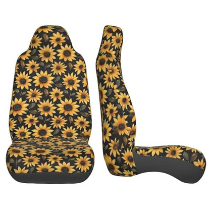 Sunflower Seat Covers Full Set, Front Seat Covers and Split Rear Bench Seat Covers for Sedan, SUV, Truck, Universal Fit Automotive Seat Cover, Breathable and Washable, Yellow Flower - color: Sunflower