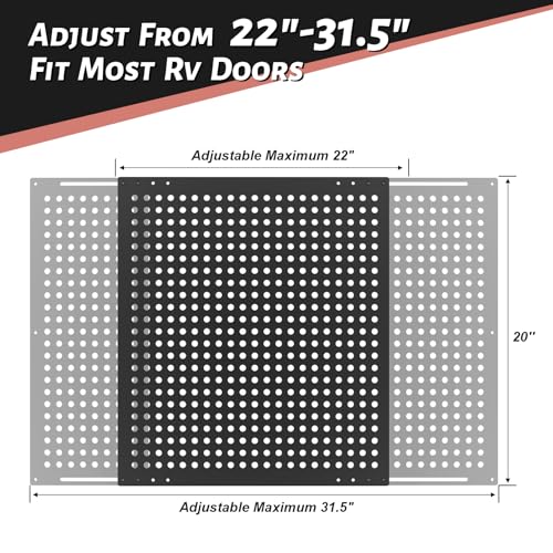 RV Screen Door Protector, RV Entry Screen Door Grille Adjusts from 22"- 31.5", Protector Guard for Inside RV Camper Trailer Pets Kids Protection