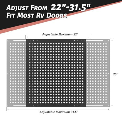 RV Screen Door Protector, RV Entry Screen Door Grille Adjusts from 22"- 31.5", Protector Guard for Inside RV Camper Trailer Pets Kids Protection