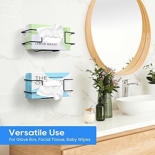 THYGIFTREE Glove Box Holder Wall Mount Dispenser, 2 Pack with 1 Small + 1 Large Rack, Small Fits 100 Count Boxes, Large Fits 100 & 200 Count Boxes, Fits Most Nitrile Latex & Vinyl Glove Boxes, Black - color: Black - 2pack (Fits Standard Box)