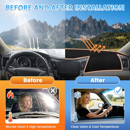 KUST Black Dash Cover Compatible with Hyundai Sonata 2011-2014 Dashboard Cover Accessories for Sonata Non-Slip Polyester Dashboard Mat Custom Fit Center Console Sunshield Protector No Glare - size: Sonata 11-14(Black)