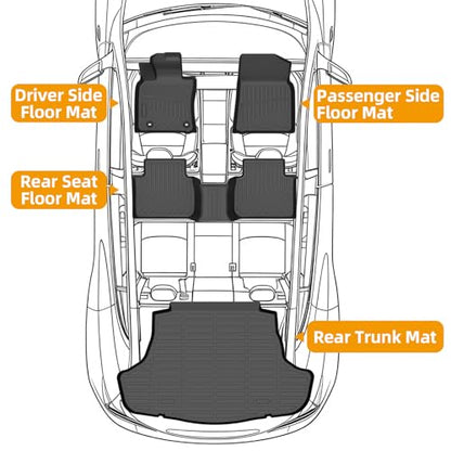 Floor Mats for Toyota Camry 2018 2019 2020 2021 2022 2023 2024(FWD ONLY), (Non Hybrid or AWD) 2022 Camry Floor Mats, 1st & 2nd Row & Cargo Liner, TPE Anti-Slip Waterproof Car Accessories - style: 10)2018-2024|Camry|Floor&Cargo Mats