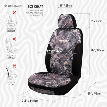 CAROMOP Premium Camo Front Seat Covers – Waterproof Wear Resistant Neoprene & Oxford Fabric, Airbag Compatible, Universal Fit for Cars, Vans, Trucks & SUV