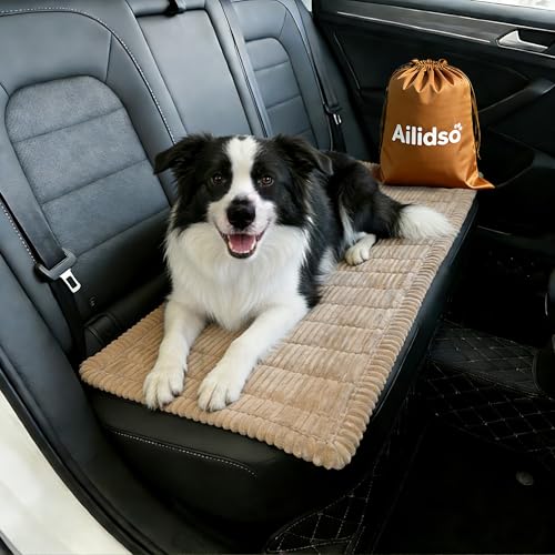 Dog Car Seat Cover, Pet Couch Covers for Car and Sofa, Non-Slip Backseat Pet Bed Mat, Machine Washable, Soft Plush Travel Seat Protector with Portable Storage Bag (Brown,23.6''×70'') - color: Brown, size: 23.6''×70''