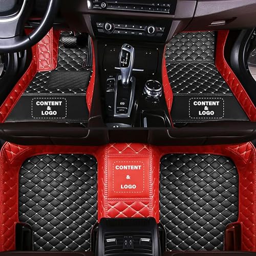 Custom Making Car Floor Mats for 97.5% Car Model Luxury Leather All Weather Waterproof Anti-Skid Full Coverage Liners (Black and Red) - color: Black and Red