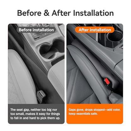 Car Seat Gap Filler 2 Pack, Faux Leather Strip/Plug Console Blockers for Cars, Trucks, SUVs, Adjustable Width 1.4–2.4 Inch, Universal Fit Prevents Items Falling Between Seats