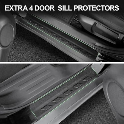 Floor Mats Fit for Nissan Rogue 2014-2020 (NOT for Sport/Select/Hybird/7-Seat), TPE All Weather Durable 1st and 2nd Row Floor Liners Door Sill Guards for Nissan Rogue Accessories