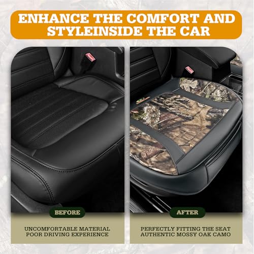 Mossy Oak Car Seat Cover, Luxury Faux Leather Front Bottom Seat Cushion Cover, Universal Anti-Slip with Wrap-Around Design and Storage Bags, Suitable for Most Vehicles - Gray Color 1 Piece - color: Gray